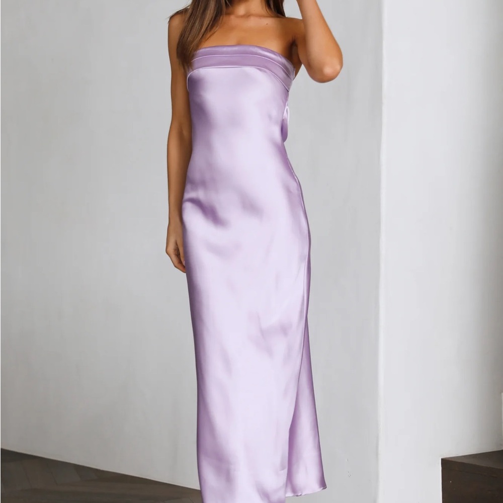 COOLNESS CALLING SATIN MAXI DRESS LILAC HELLO MOLLY